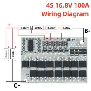 Carte de protection de batterie au lithium BMS 4S 100A